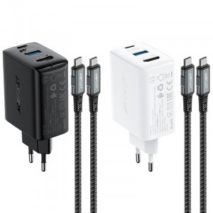 СЗУ Acefast A17 PD65W GaN (1USB-A/1C/1HDMI) + кабель Type-C to Type-C