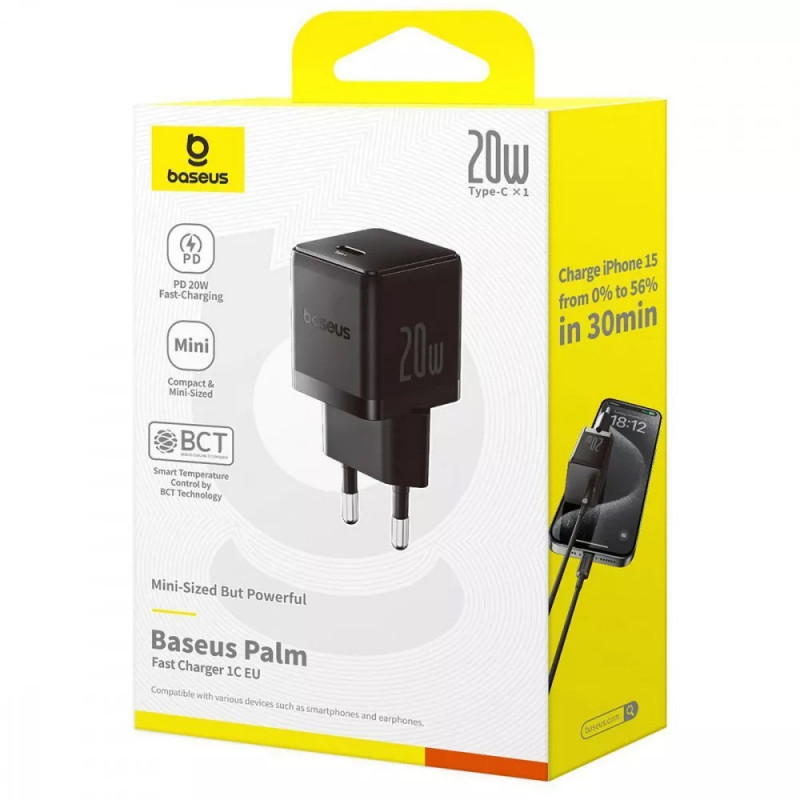 СЗУ Baseus Palm Fast Charger 20W (1USB-C) (P10111602) (Cluster Black) в магазине vchehle.ua