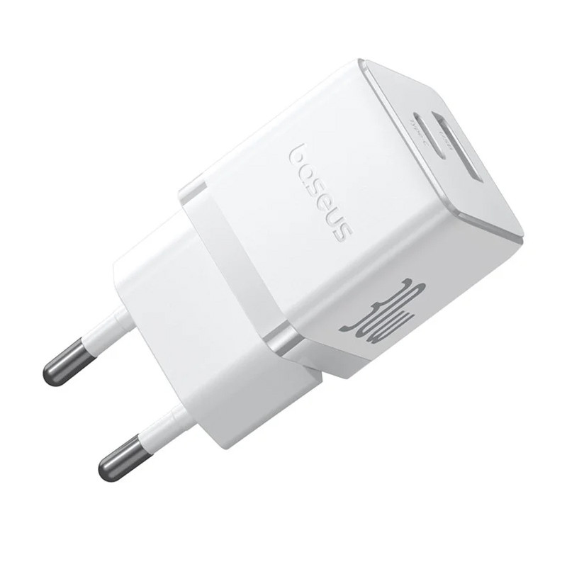 СЗУ Baseus Palm Fast Charger 30W (1USB-A/1C) + кабель Type-C to Type-C (P1011160A) (Moon White) в магазине vchehle.ua