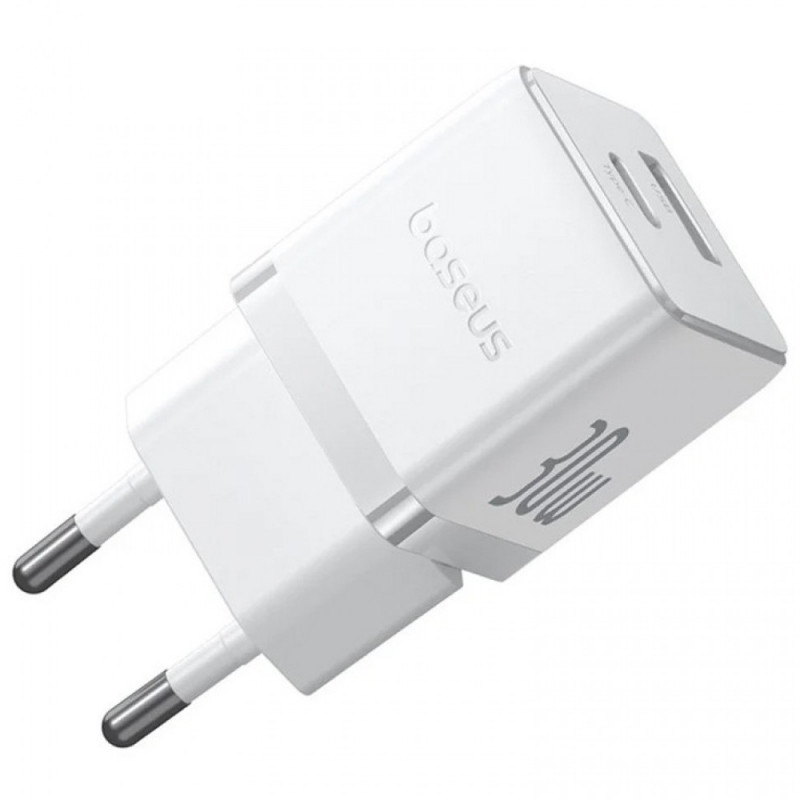 Фото МЗП Baseus Palm Fast Charger 30W (1USB-A/1C) (P1011160A) (Moon White) на vchehle.ua
