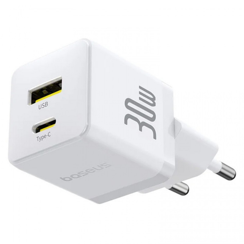 МЗП Baseus Palm Fast Charger 30W (1USB-A/1C) (P1011160A) (Moon White) в магазині vchehle.ua