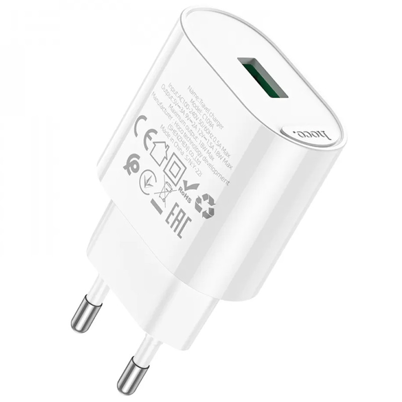 Фото МЗП Hoco C109A Fighter QC3.0 (1USB-A) (White) на vchehle.ua