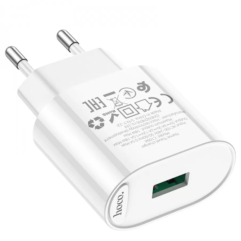 МЗП Hoco C109A Fighter QC3.0 (1USB-A) (White) в магазині vchehle.ua