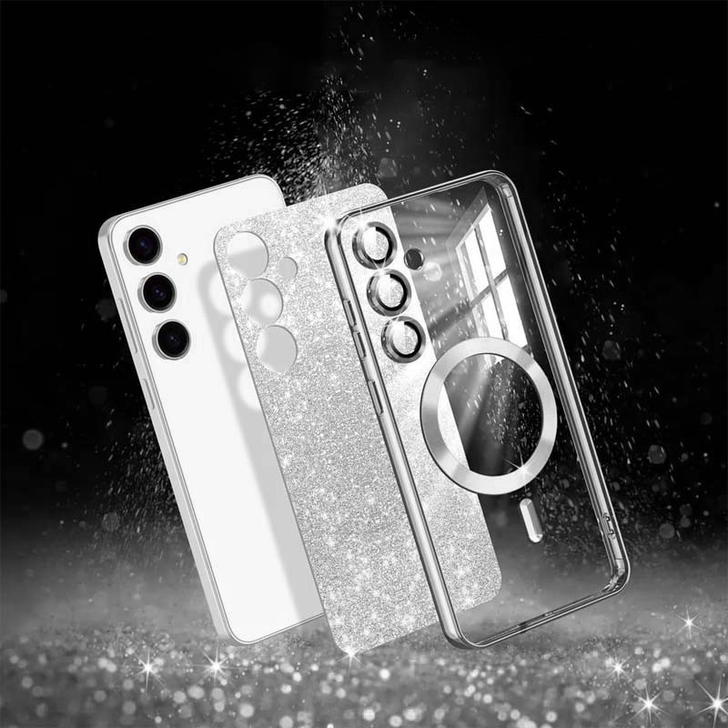 TPU чехол Delight case with Magnetic Safe с защитными линзами на камеру для Samsung Galaxy S24 (Серый / Gray) в магазине vchehle.ua