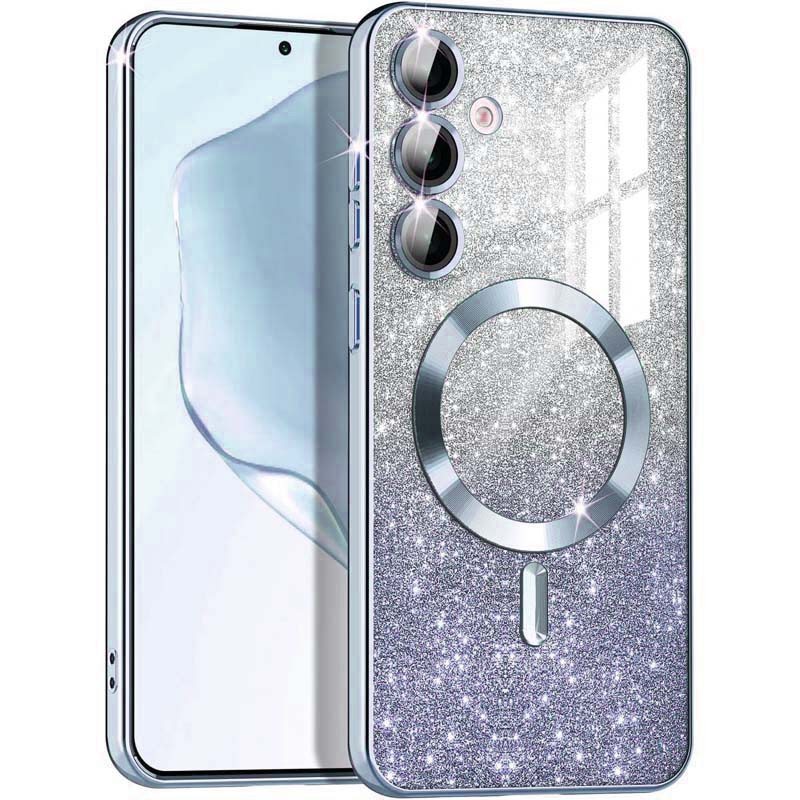 TPU чехол Delight case with Magnetic Safe с защитными линзами на камеру для Samsung Galaxy S24 (Серый / Lavender Gray)
