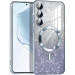 TPU чехол Delight case with Magnetic Safe с защитными линзами на камеру для Samsung Galaxy S24 (Серый / Lavender Gray)