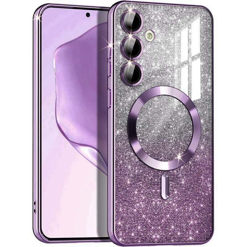 TPU чехол Delight case with Magnetic Safe с защитными линзами на камеру для Samsung Galaxy S25 (Фиолетовый / Deep Purple)