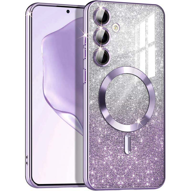 TPU чехол Delight case with Magnetic Safe с защитными линзами на камеру для Samsung Galaxy S25 (Фиолетовый / Purple)