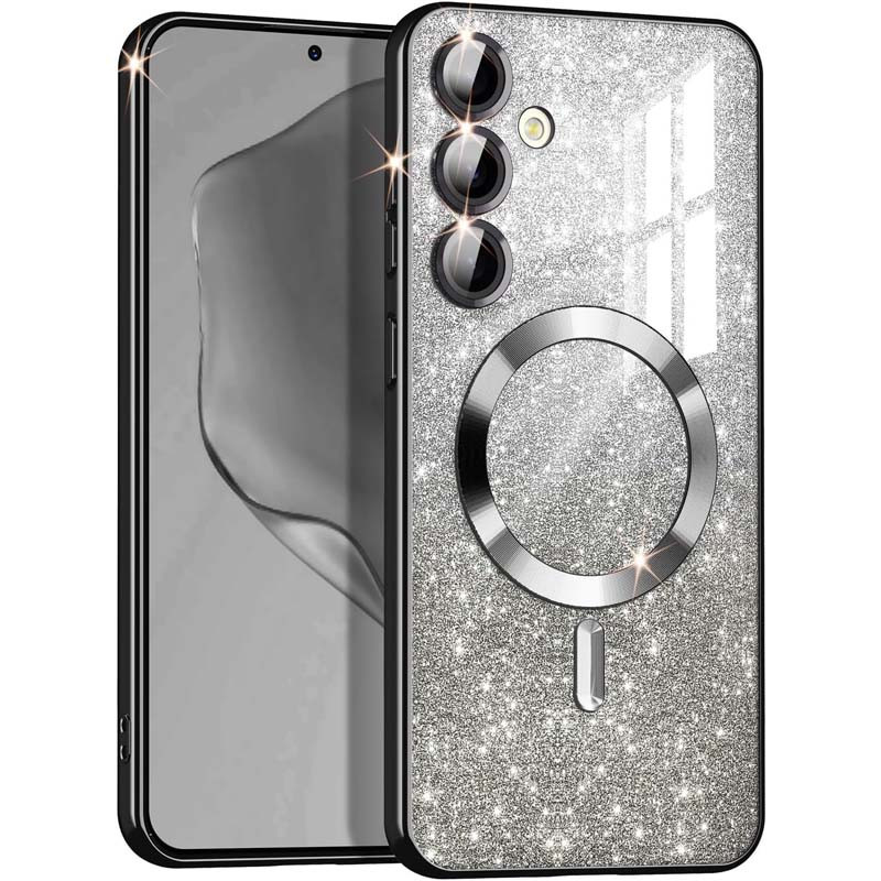 TPU чехол Delight case with Magnetic Safe с защитными линзами на камеру для Samsung Galaxy S25 (Черный / Black)