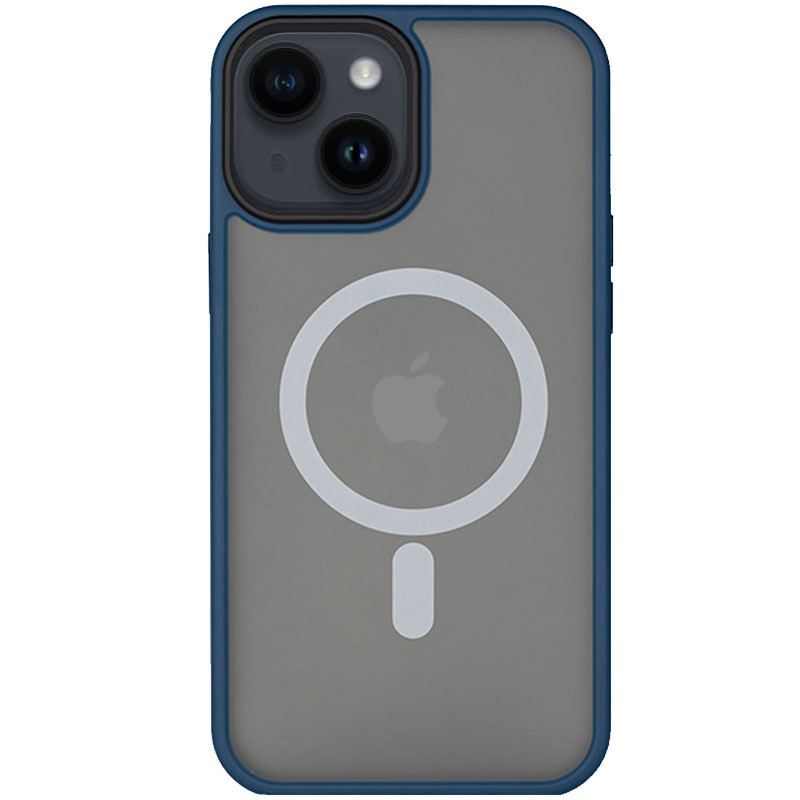 TPU+PC чехол Metal Buttons with Magnetic Safe для Apple iPhone 14 Plus (6.7") (Синий / Navy Blue)