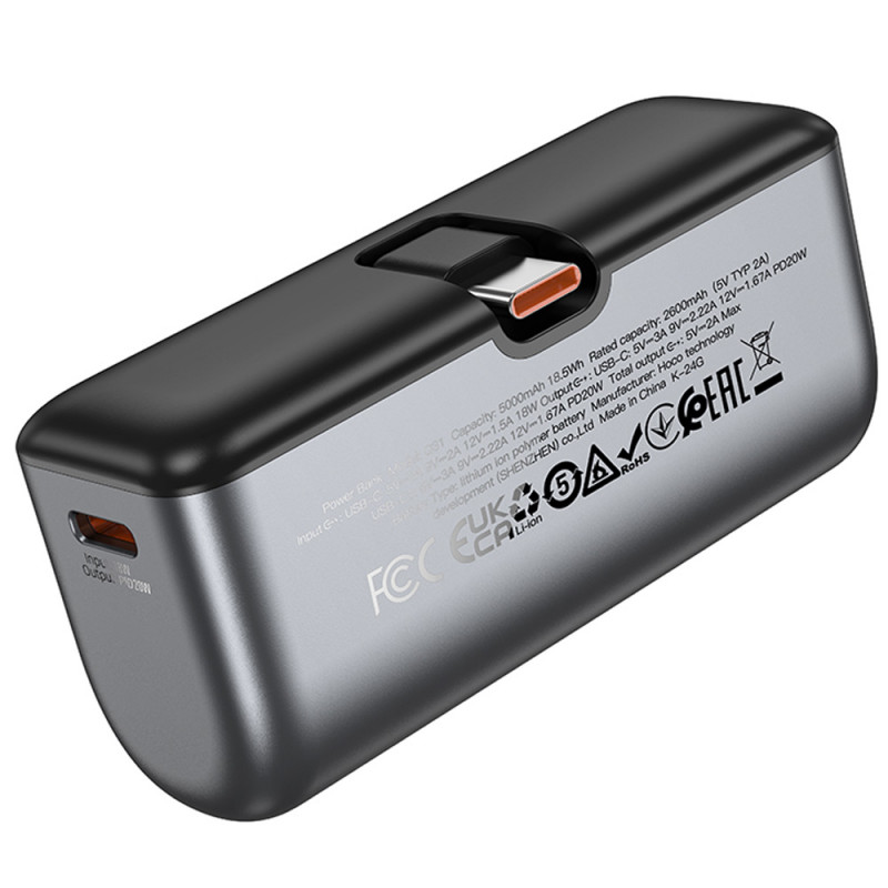 Уценка Портативное ЗУ Power Bank Hoco Q31 Ingenious PD20W Type-C 5000 mAh (Вскрытая упаковка / Black) в магазине vchehle.ua