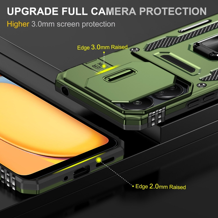 Фото Удароміцний чохол Camshield Army Ring на Xiaomi Redmi Note 13 Pro 4G / 14s / Poco M6 Pro 4G (Оливковий / Army Green) в маназині vchehle.ua