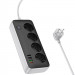 Удлинитель Hoco AC22 Sunlight (PD30W/1C/3A/4xSocket) (1.5m) (Black) в магазине vchehle.ua