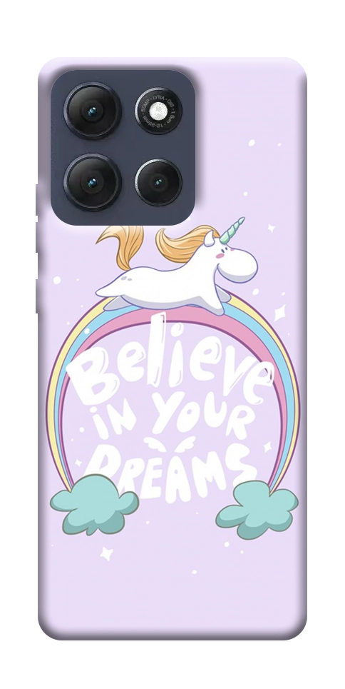 Чехол Believe in your dreams unicorn для Motorola Moto G86 5G