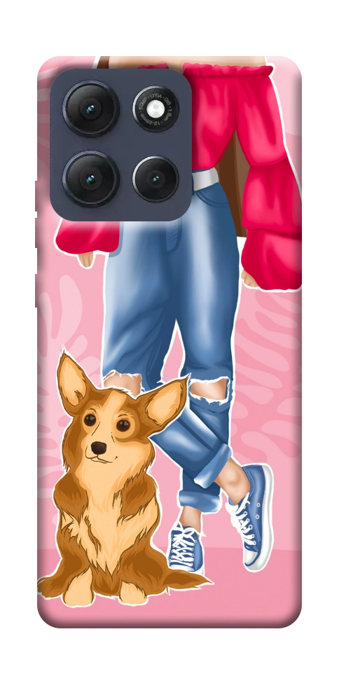 Чехол Girl and corgi для Motorola Moto G86 5G