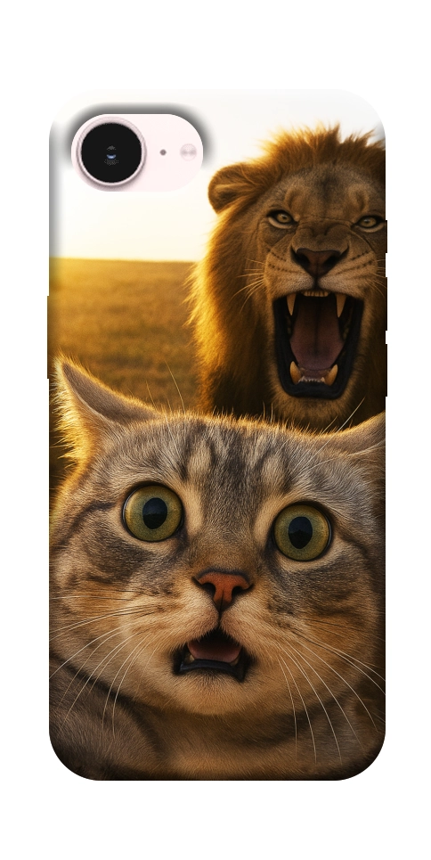 Чехол Shocked cat and lion для iPhone 17e