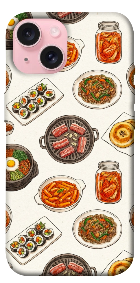 Чехол Korean food для iPhone 15