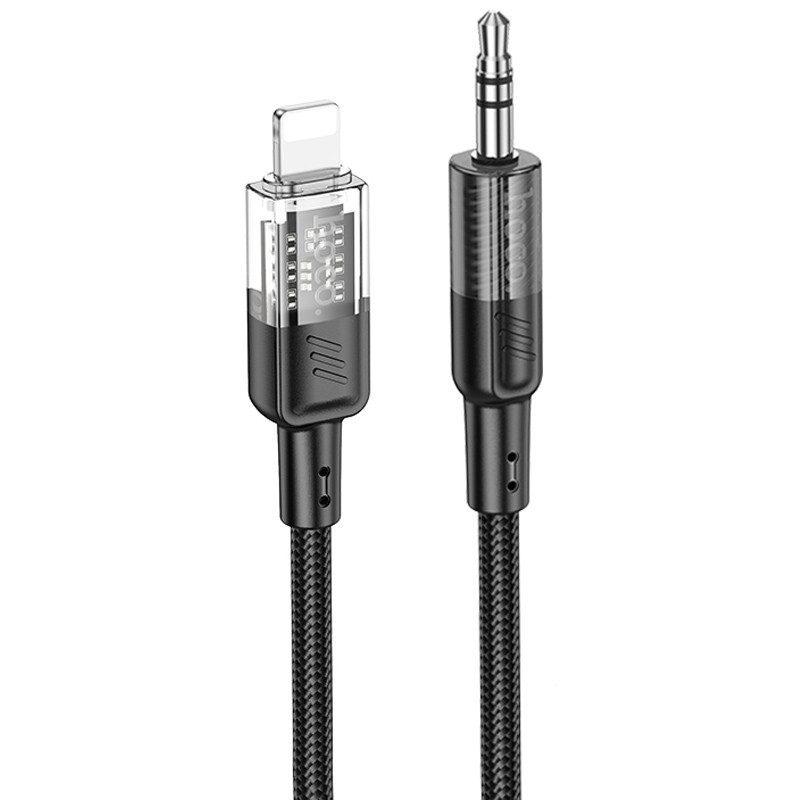 Аудіо кабель Aux Hoco UPA27 Spirit transparent (Lightning to AUX 3.5mm) (1.2m) (Black)