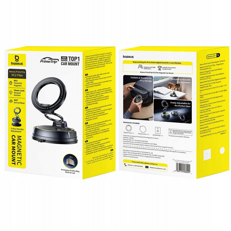 Фото Автотримач Baseus VC2 Flex Vacuum Suction Magnetic (C00138) (Cosmic Black) в маназині vchehle.ua