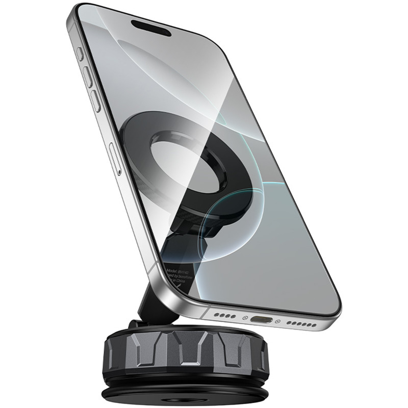 Фото Автотримач Borofone BH140 Gloria Vacuum Suction Magnetic (center console) (Black / Metal gray) в маназині vchehle.ua