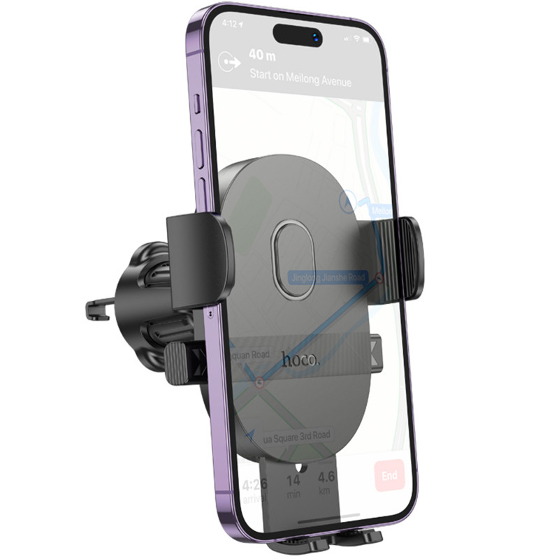 Фото Автотримач Hoco H18 Mighty one-button (air outlet) (Black) на vchehle.ua