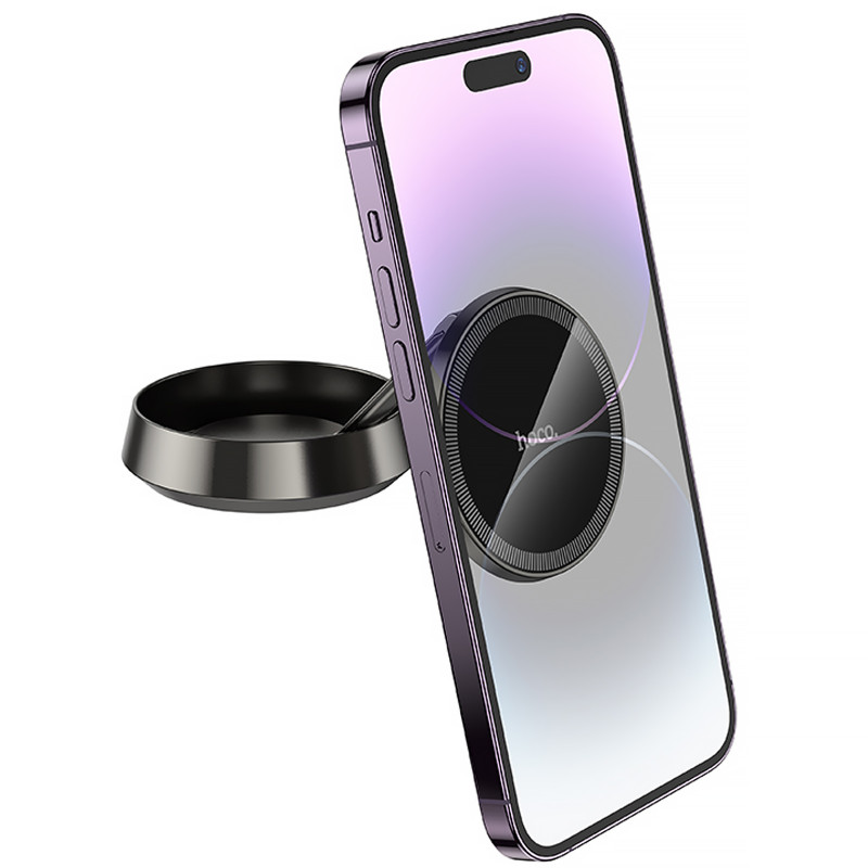 Фото Автотримач Hoco H83 Metal ring magnetic (center console) (Metal grey) на vchehle.ua