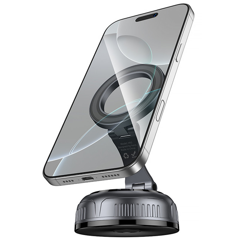 Автодержатель Hoco H92 High vacuum suction cup magnetic (universal) (Black / Metal gray)