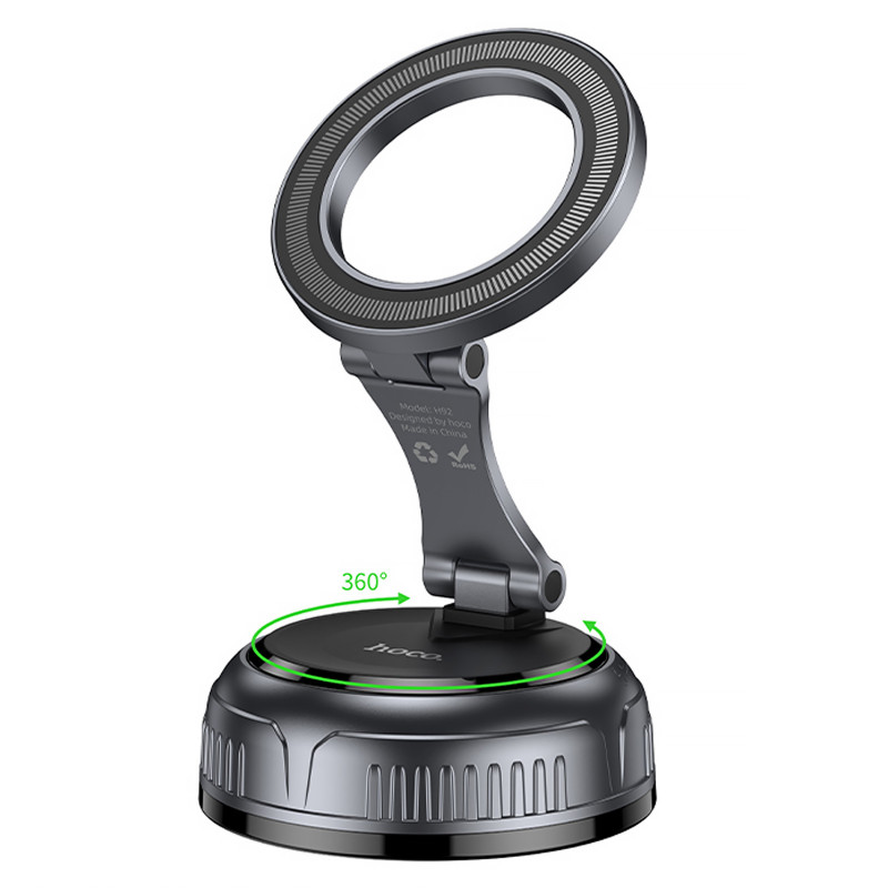 Фото Автодержатель Hoco H92 High vacuum suction cup magnetic (universal) (Black / Metal gray) на vchehle.ua