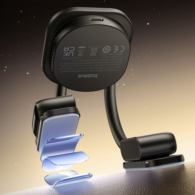 Автотримач із БЗП Baseus PrimeTrip C03s Pro Magnetic Wireless Charging (C0013B) (Cosmic Black) в магазині vchehle.ua