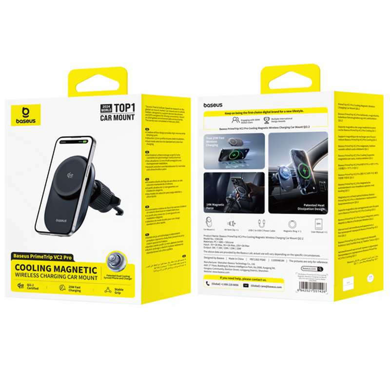 Фото Автотримач з БЗП Baseus PrimeTrip VC2 Pro Qi2.2 (C0013N) (Cosmic Black) на vchehle.ua