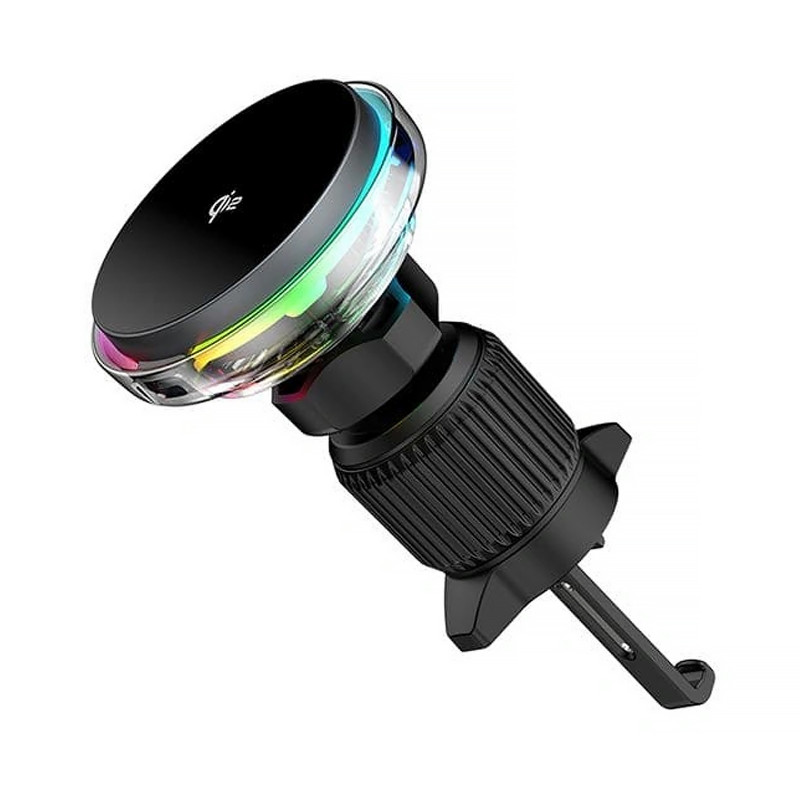 Фото Автодержатель с БЗУ WIWU CH-324 Aurora Qi2 15W (Black) в магазине vchehle.ua
