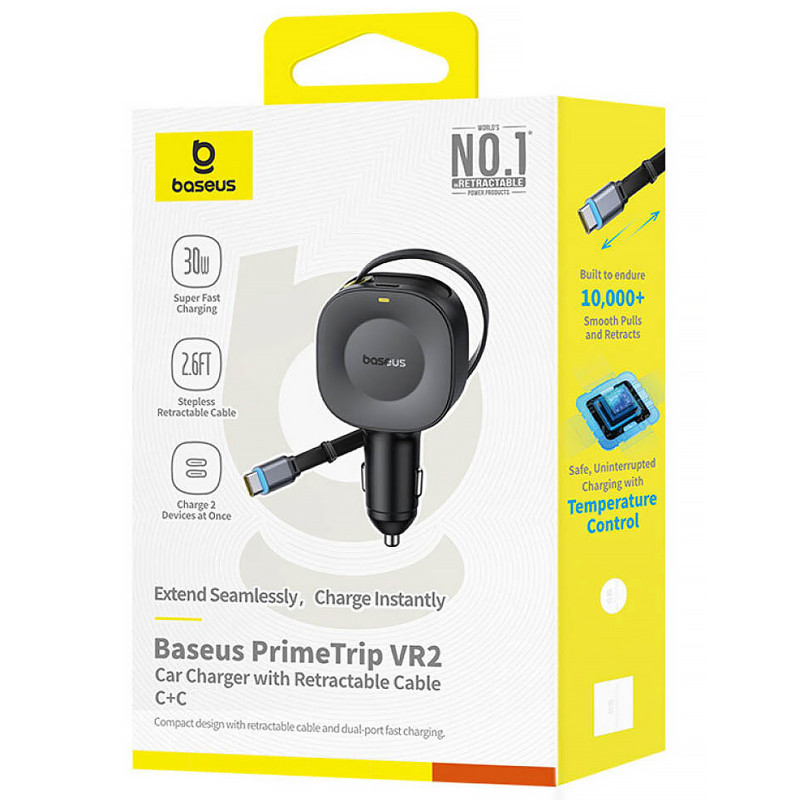 Фото АЗУ Baseus PrimeTrip VR2 45W with retractable cable (2USB-C) (C02069) (Cosmic Black) в магазине vchehle.ua