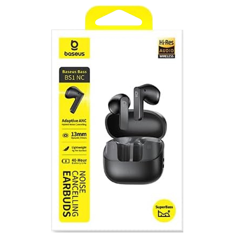 Купить Беспроводные TWS наушники Baseus Bass BS1 Adaptive ANC (A00101) (Cosmic Black) на vchehle.ua