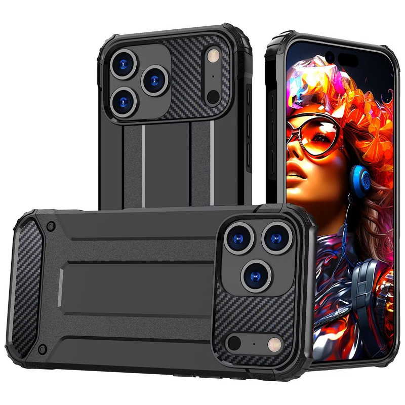 Фото Бронированный противоударный TPU+PC чехол Immortal для Apple iPhone 17 Pro (6.3") (Черный) на vchehle.ua