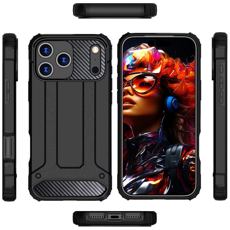 Броньований протиударний TPU+PC чохол Immortal на Apple iPhone 17 Pro Max (6.9") (Чорний) в магазині vchehle.ua