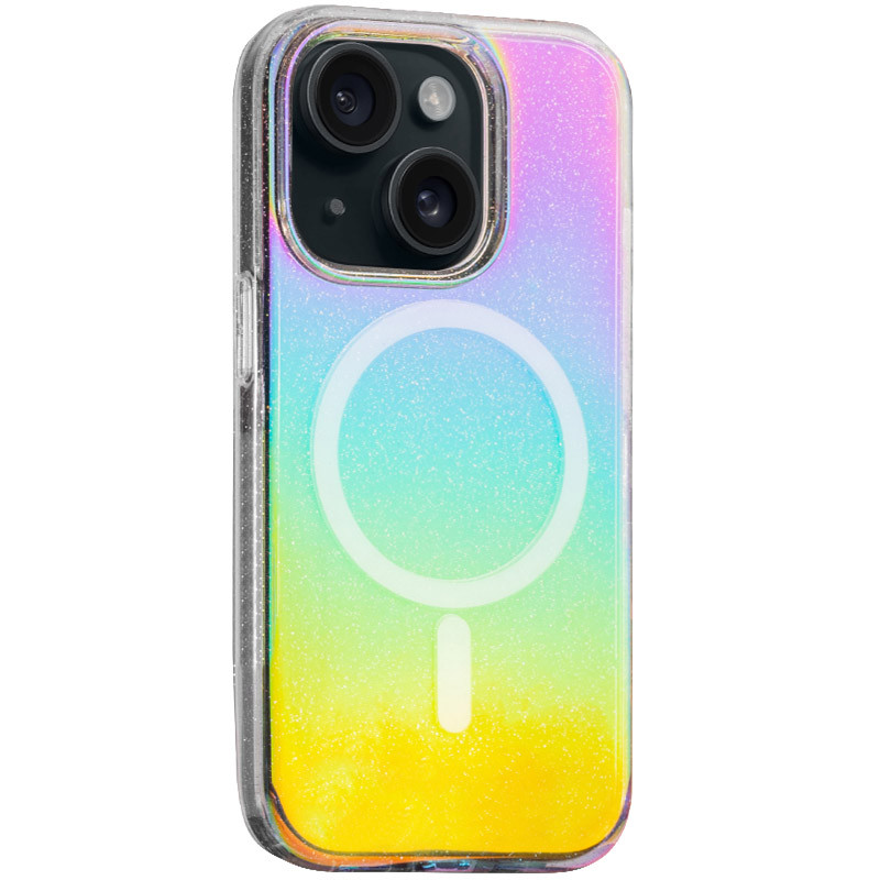 Чехол TPU Galaxy Sparkle Magnetic Fit для Apple iPhone 15 (6.1") (Chroma+Glitter)