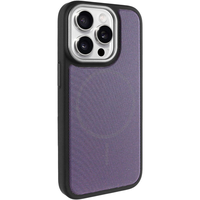 Чохол PC Textile Hybrid with Magnetic Fit на Apple iPhone 15 Pro Max (6.7") (Black / Purple)