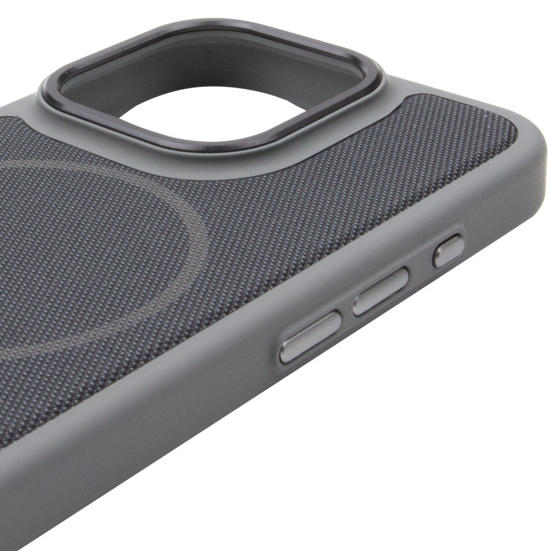 Чохол PC Textile Hybrid with Magnetic Fit на Apple iPhone 15 Pro Max (6.7") (Grey / Black) в магазині vchehle.ua