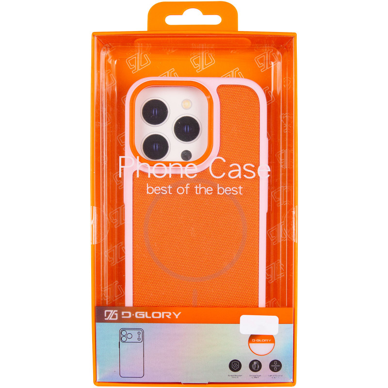 Фото Чехол PC Textile Hybrid with Magnetic Fit для Apple iPhone 15 Pro (6.1") (Pink / Orange) на vchehle.ua