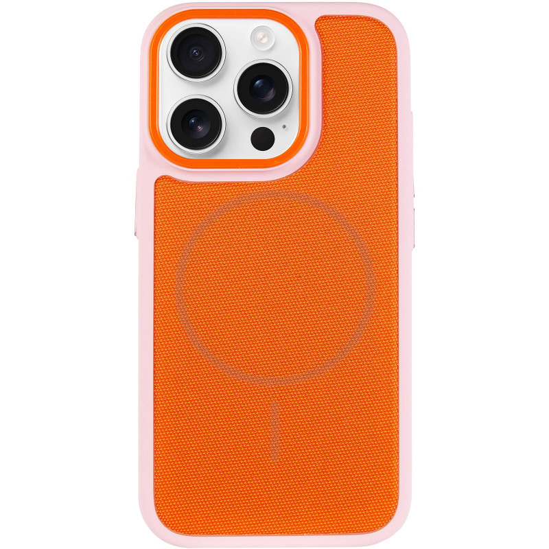 Фото Чехол PC Textile Hybrid with Magnetic Fit для Apple iPhone 15 Pro (6.1") (Pink / Orange) в магазине vchehle.ua
