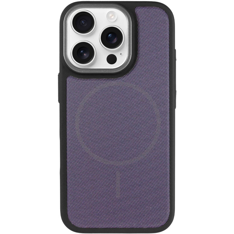 Фото Чохол PC Textile Hybrid with Magnetic Fit на Apple iPhone 16 Pro (6.3") (Black / Purple) на vchehle.ua