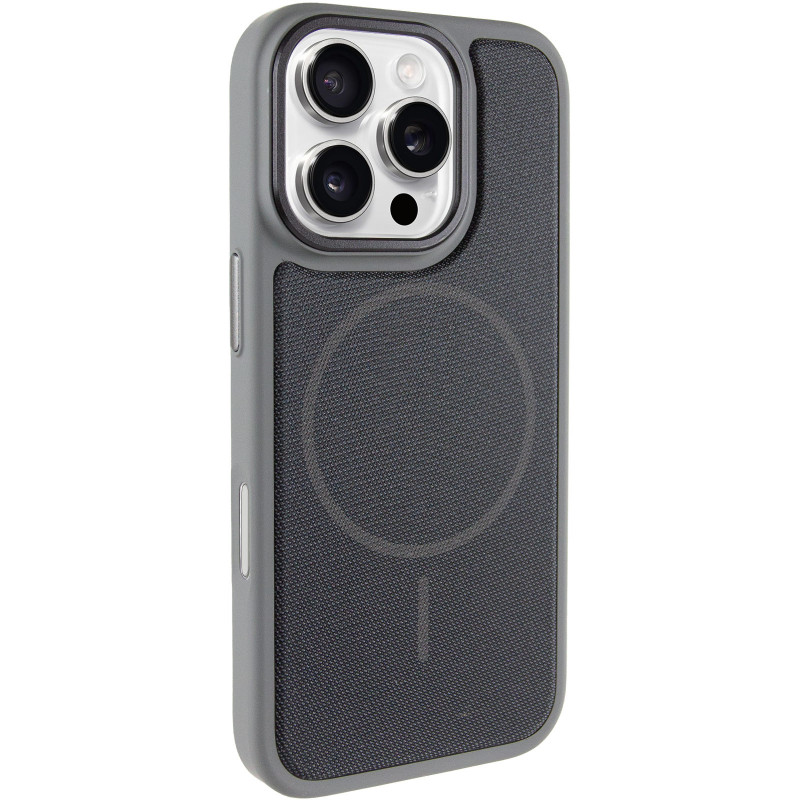 Чохол PC Textile Hybrid with Magnetic Fit на Apple iPhone 16 Pro (6.3") (Grey / Black)