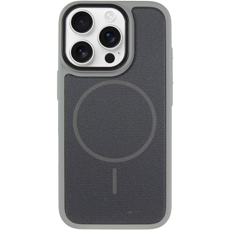 Фото Чохол PC Textile Hybrid with Magnetic Fit на Apple iPhone 16 Pro (6.3") (Grey / Black) на vchehle.ua