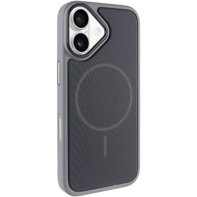 Чехол PC Textile Hybrid with Magnetic Fit для Apple iPhone 17 (6.3") (Grey / Black)