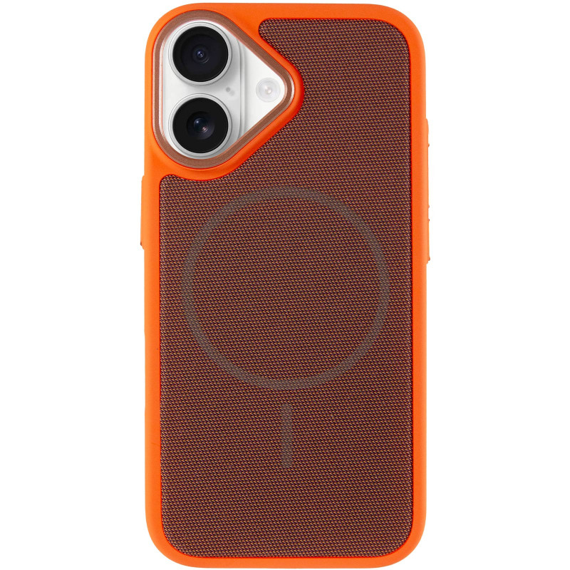 Фото Чехол PC Textile Hybrid with Magnetic Fit для Apple iPhone 17 (6.3") (Orange / Brown) на vchehle.ua
