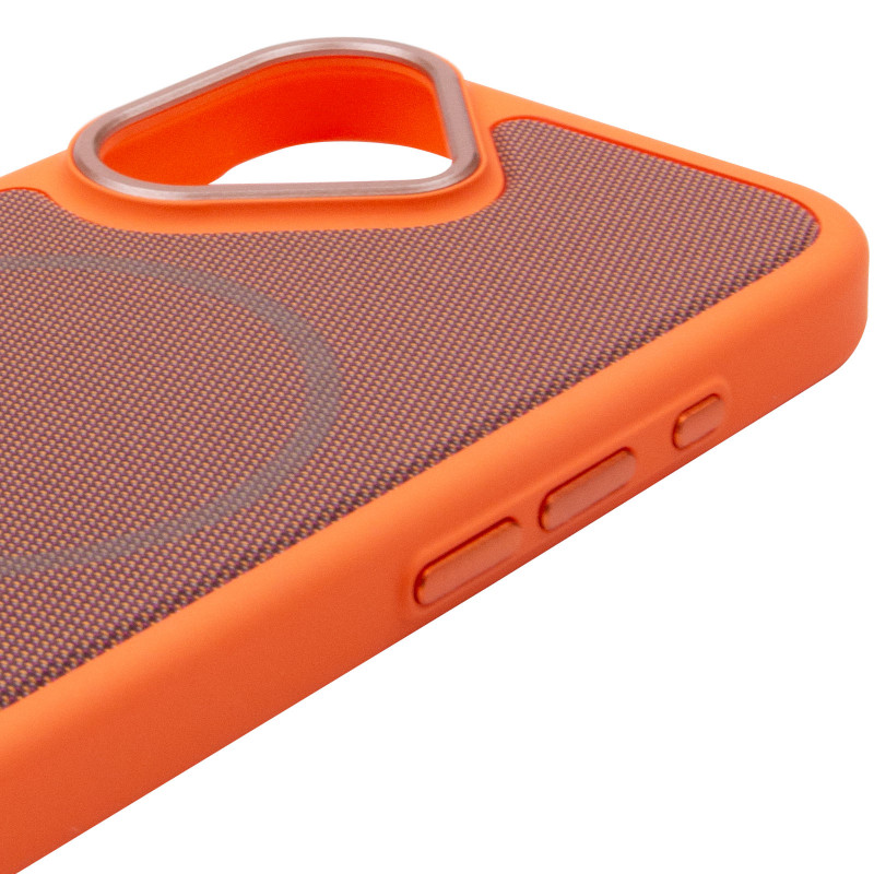 Чехол PC Textile Hybrid with Magnetic Fit для Apple iPhone 17 (6.3") (Orange / Brown) в магазине vchehle.ua