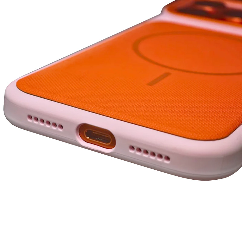 Фото Чехол PC Textile Hybrid with Magnetic Fit для Apple iPhone 17 Pro Max (6.9") (Pink / Orange) на vchehle.ua