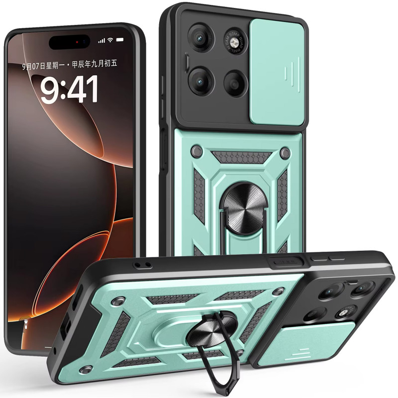 Фото Ударопрочный чехол Ummi Camshield Serge Ring для Motorola Edge 60 / 60 Fusion (Зеленый / Green) на vchehle.ua
