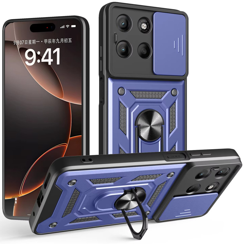 Фото Ударопрочный чехол Ummi Camshield Serge Ring для Motorola Moto G15 4G (Синий / Navy) на vchehle.ua