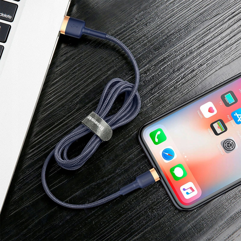Фото Дата кабель Baseus Cafule USB to Lightning 1.5A (2m) (CALKLF-C) (Сірий / Чорний) в маназині vchehle.ua